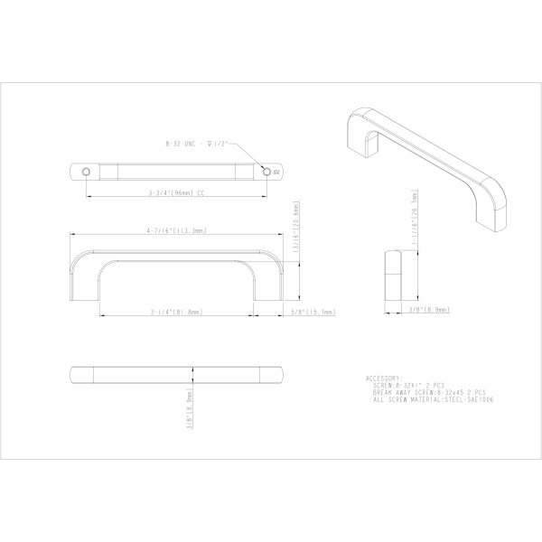 96 mm Center-to-Center Polished Chrome Alvar Cabinet Pull - Image 4