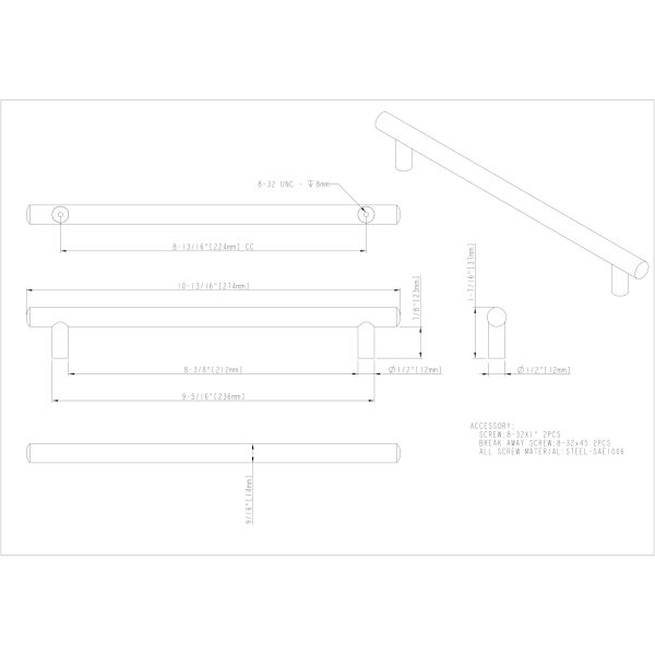 224 mm Center-to-Center Satin Bronze Key West Cabinet Bar Pull - Image 5