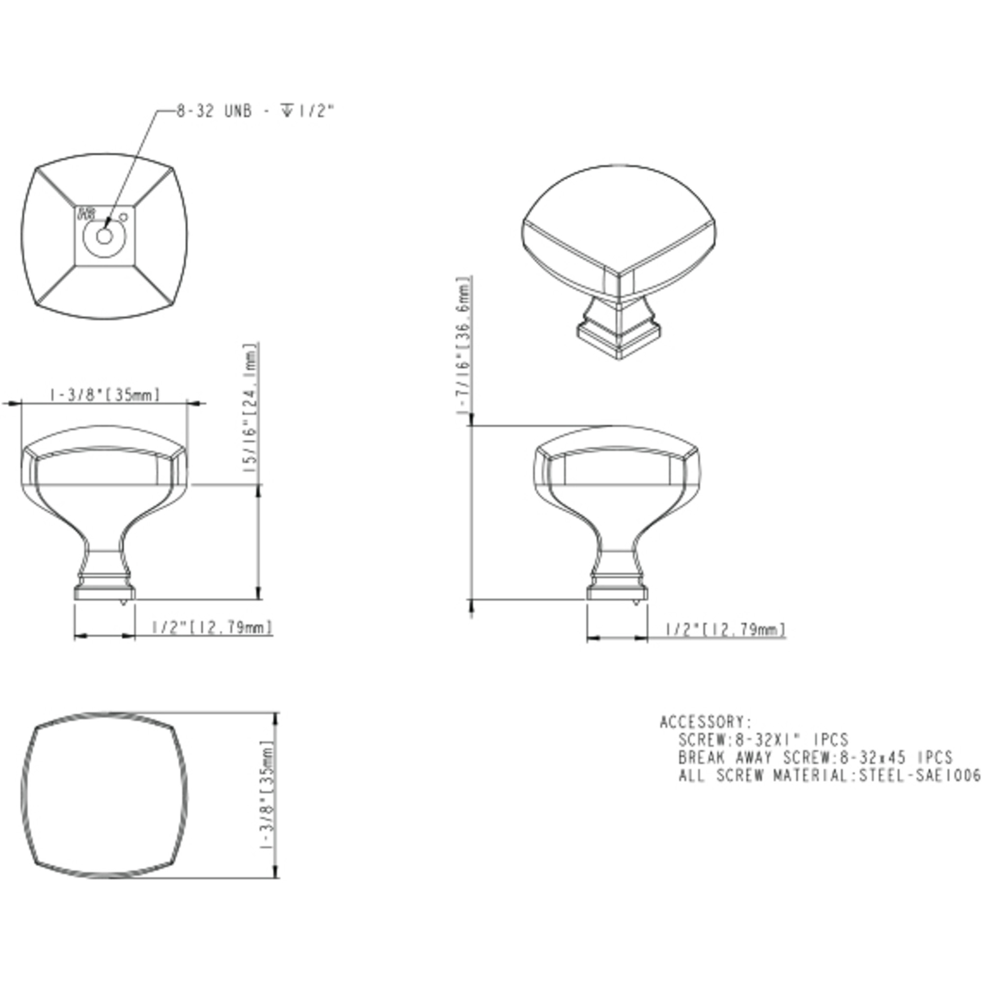 Audrey Cabinet Knob (278L) in Satin Nickel
