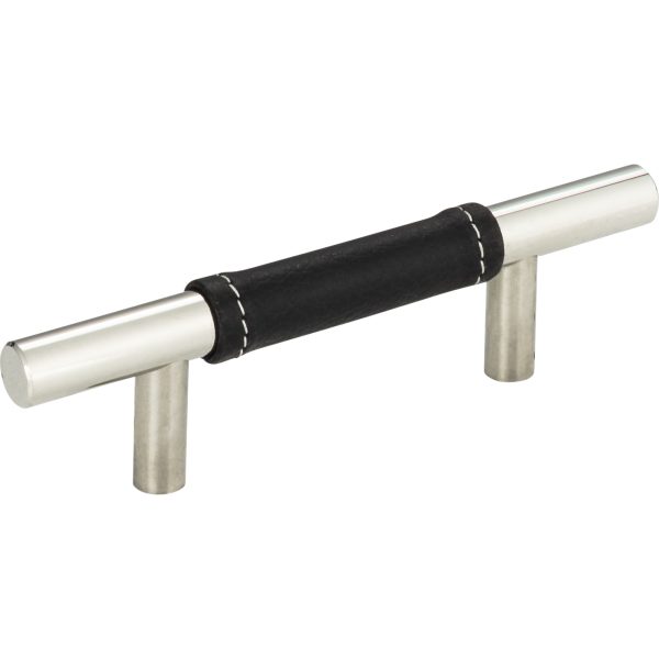 Zanzibar Black Leather Pull 3 Inch (c-c) Polished Chrome - Image 3