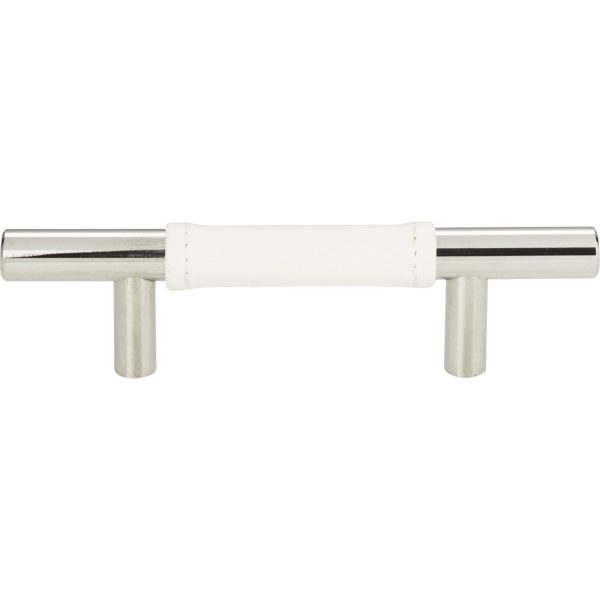 Zanzibar White Leather Pull 3 Inch (c-c) Polished Chrome