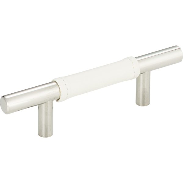 Zanzibar White Leather Pull 3 Inch (c-c) Polished Chrome - Image 3