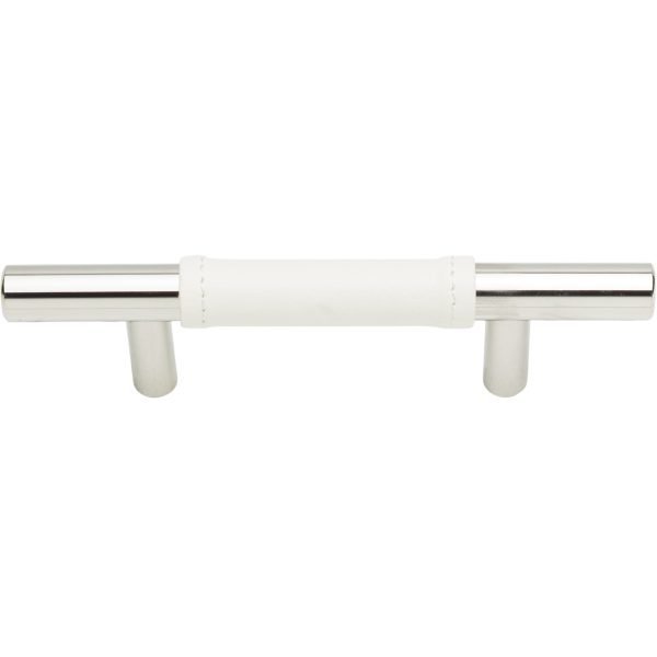 Zanzibar White Leather Pull 3 Inch (c-c) Polished Chrome - Image 4