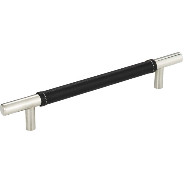 Zanzibar Black Leather Pull 6 5/16 Inch (c-c) Polished Chrome - Image 3