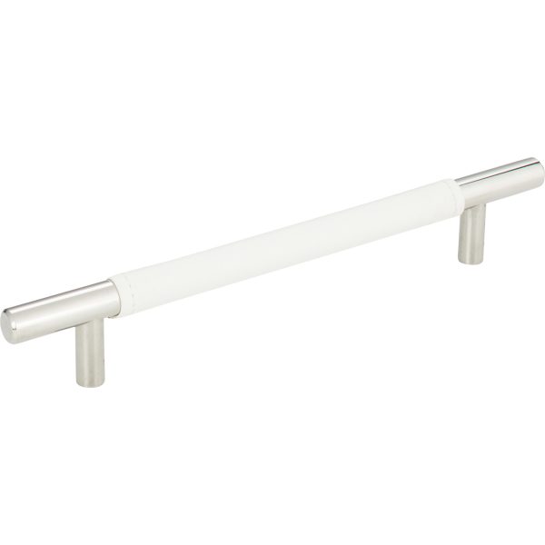 Zanzibar White Leather Pull 6 5/16 Inch (c-c) Polished Chrome - Image 3