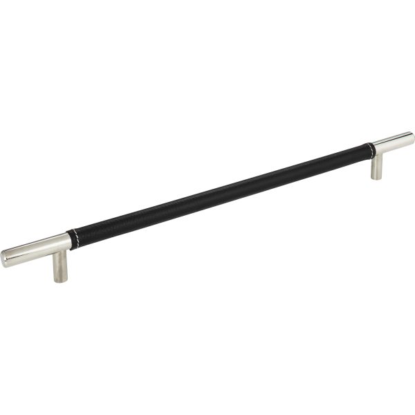 Zanzibar Black Leather Pull 11 5/16 Inch (c-c) Polished Chrome - Image 3