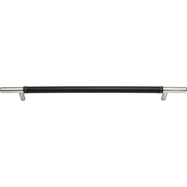 Zanzibar Black Leather Pull 11 5/16 Inch (c-c) Polished Chrome - Image 4