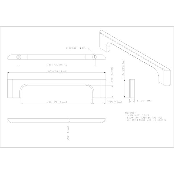 128 mm Center-to-Center Polished Nickel Asymmetrical Leyton Cabinet Pull - Image 4