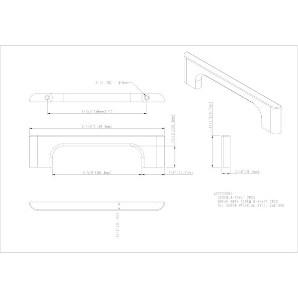 96 mm Center-to-Center Polished Nickel Asymmetrical Leyton Cabinet Pull - Image 4