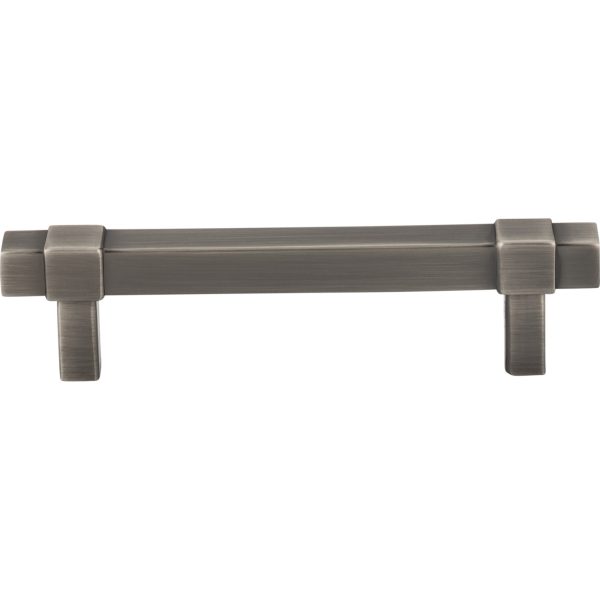 96 mm Center-to-Center Brushed Pewter Square Zane Cabinet Pull - Image 3