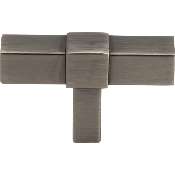 2" Brushed Pewter Zane Cabinet "T" Knob - Image 3