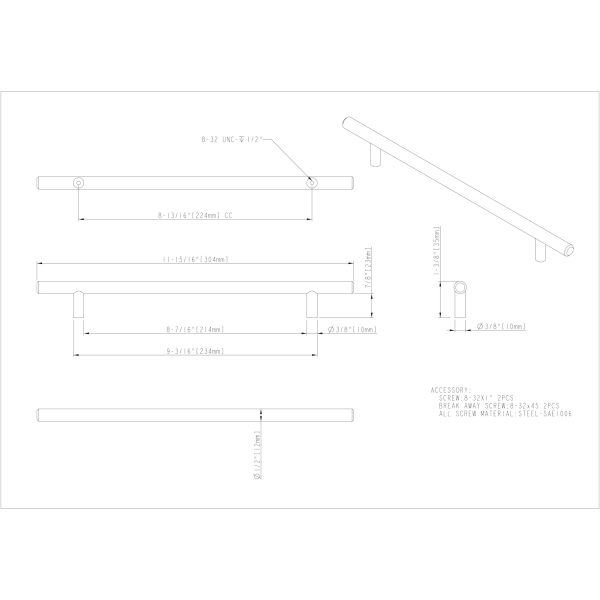 224 mm Center-to-Center Satin Nickel Naples Cabinet Bar Pull - Image 4