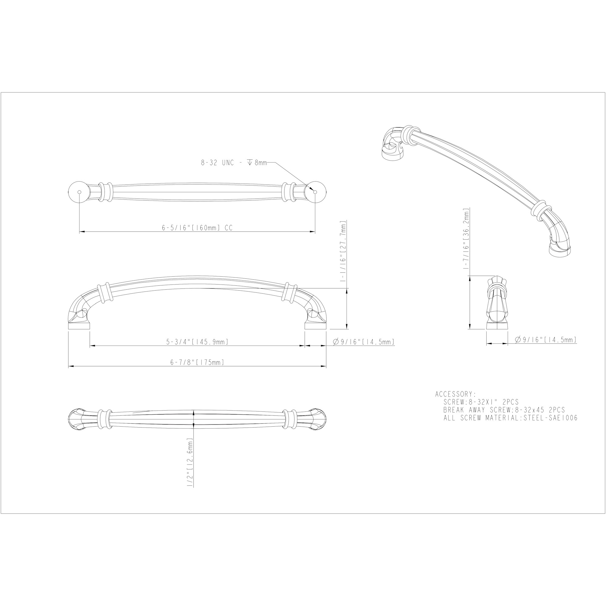 Lafayette Cabinet Pull in Satin Nickel