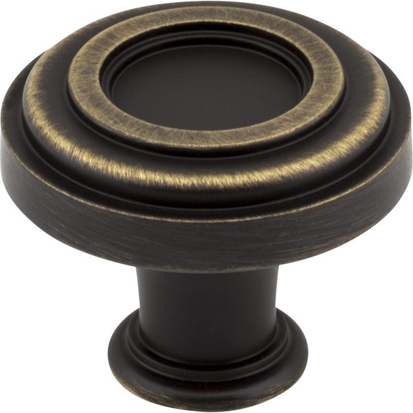 1-3/8" Diameter Antique Brushed Satin Brass Ring Lafayette Cabinet Knob