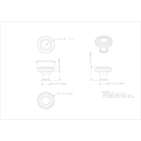 1-3/8" Diameter Satin Nickel Ring Lafayette Cabinet Knob - Image 3