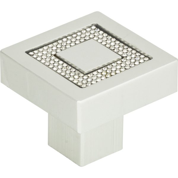 Crystal Square Inset Knob 1 3/8 Inch Matte Chrome - Image 3