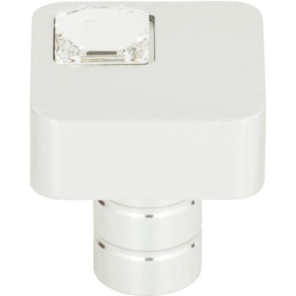 Crystal Off Center Square Knob 1 Inch Matte Chrome