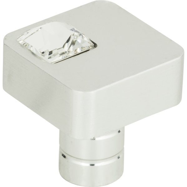 Crystal Off Center Square Knob 1 Inch Matte Chrome - Image 3