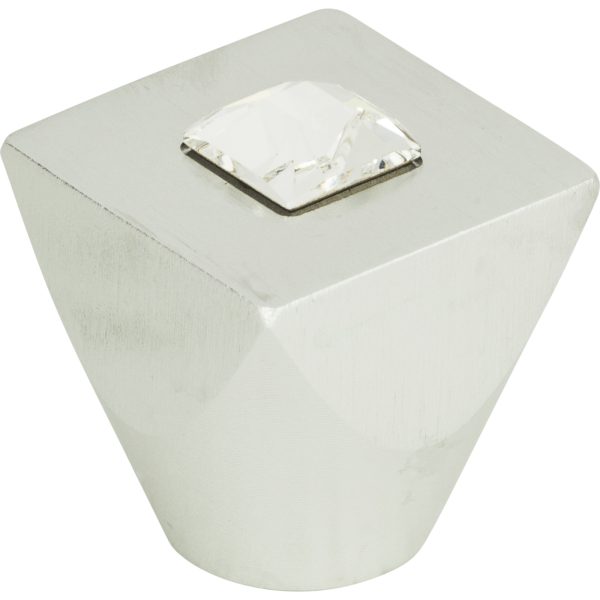 Crystal Square Knob 1 Inch Matte Chrome - Image 3