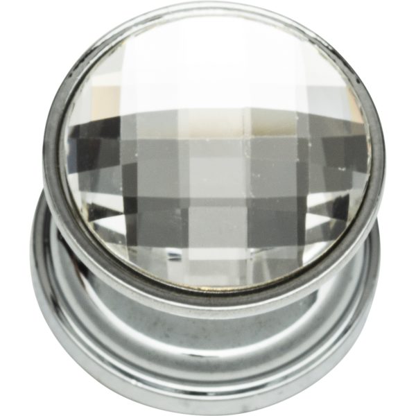 Crystal Large Round Knob 7/8 Inch Polished Chrome - Image 3