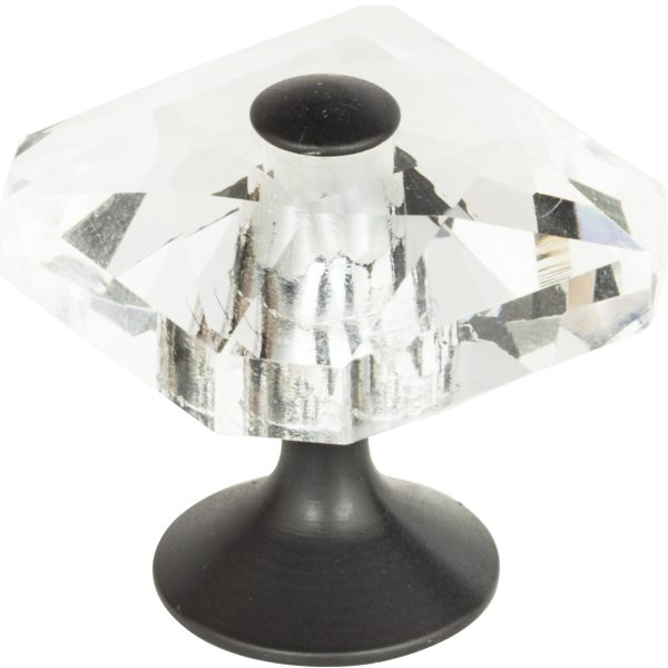 Crystal Large Square Knob 1 1/2 Inch Matte Black - Image 3