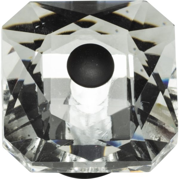Crystal Large Square Knob 1 1/2 Inch Matte Black - Image 4
