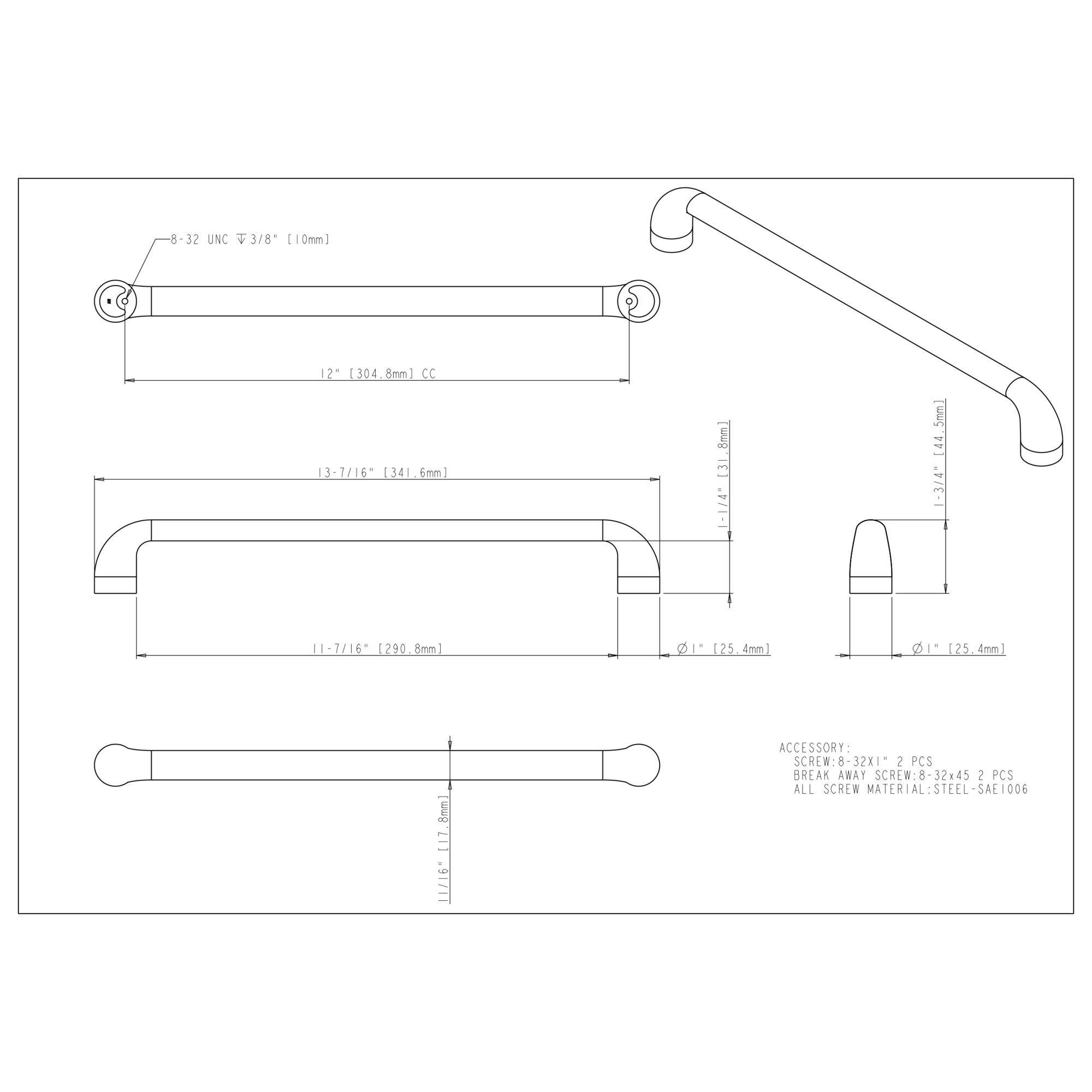 Loxley Appliance Pull in Satin Nickel