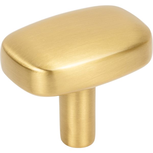 1-1/2" Rounded Rectangle Overall Length Brushed Gold Loxley Cabinet Knob