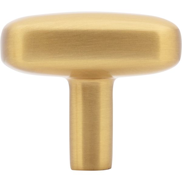 1-1/2" Rounded Rectangle Overall Length Brushed Gold Loxley Cabinet Knob - Image 6