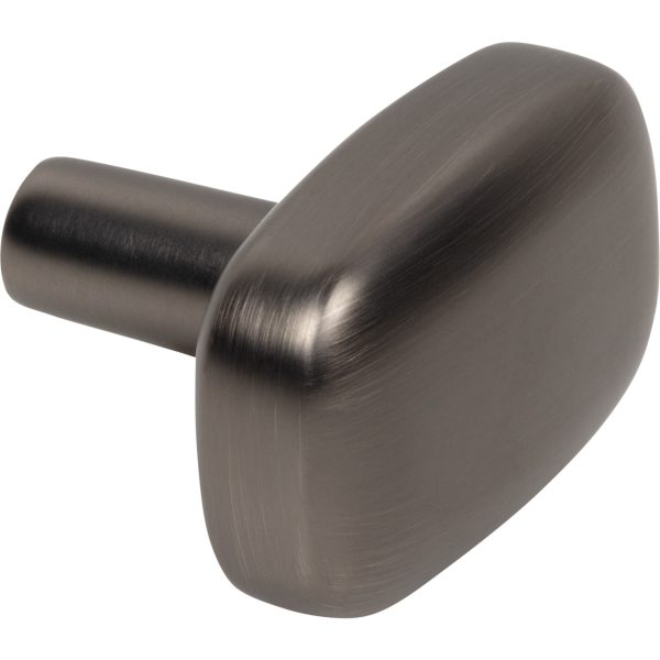 1-1/2" Rounded Rectangle Overall Length Brushed Pewter Loxley Cabinet Knob - Image 4