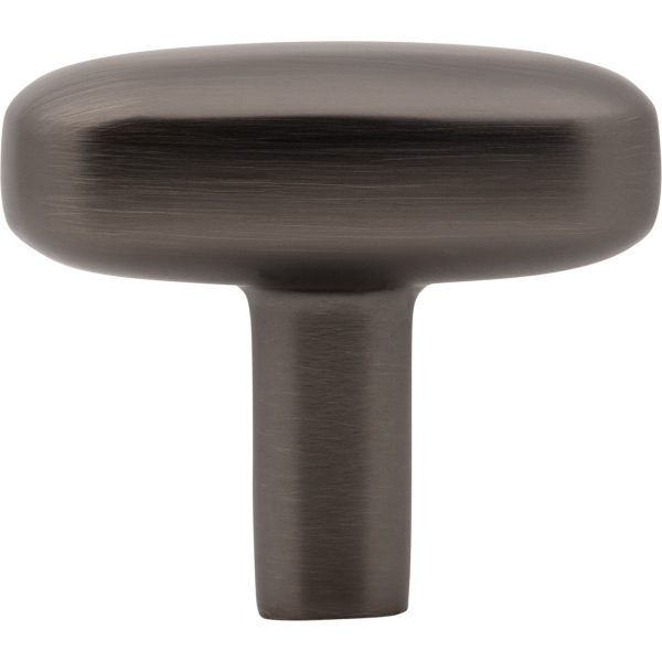 1-1/2" Rounded Rectangle Overall Length Brushed Pewter Loxley Cabinet Knob - Image 6