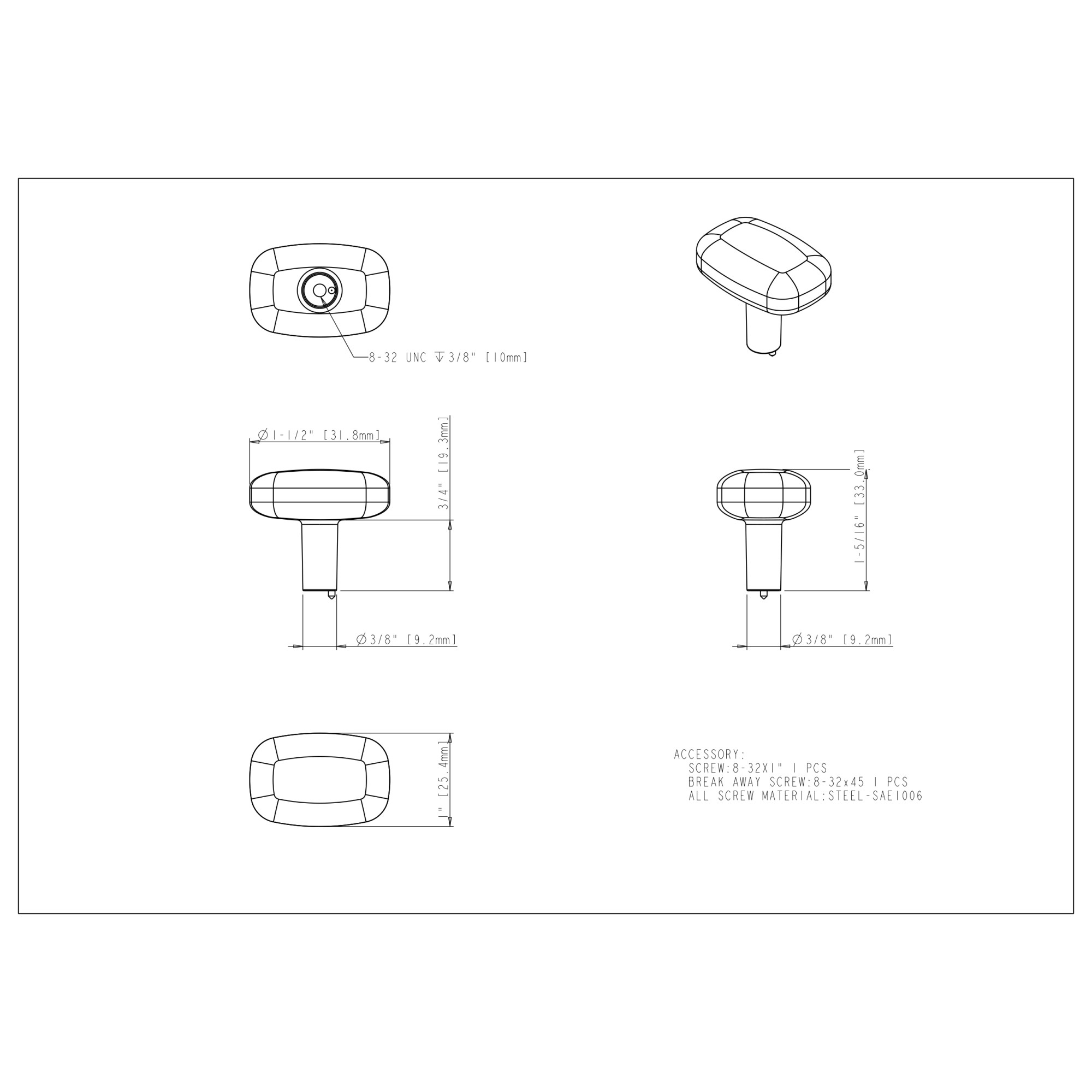 Loxley Cabinet Knob (329L) in Satin Nickel