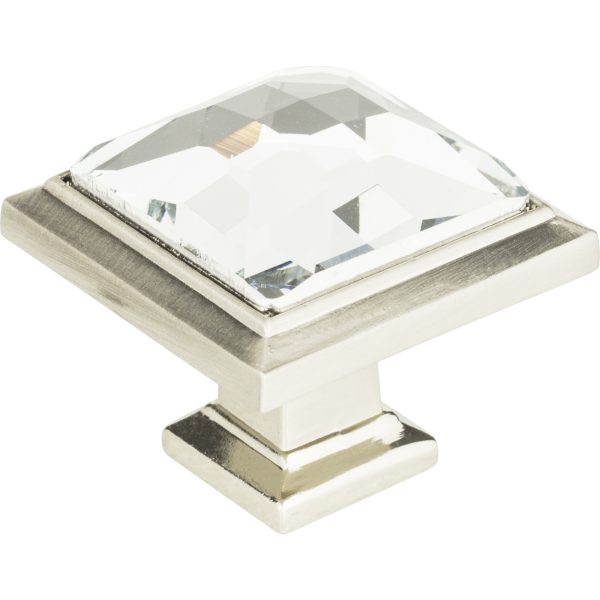Legacy Crystal Square Knob 1 5/16 Inch Brushed Nickel - Image 4