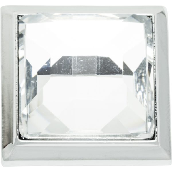 Legacy Crystal Square Knob 1 5/16 Inch Polished Chrome - Image 3