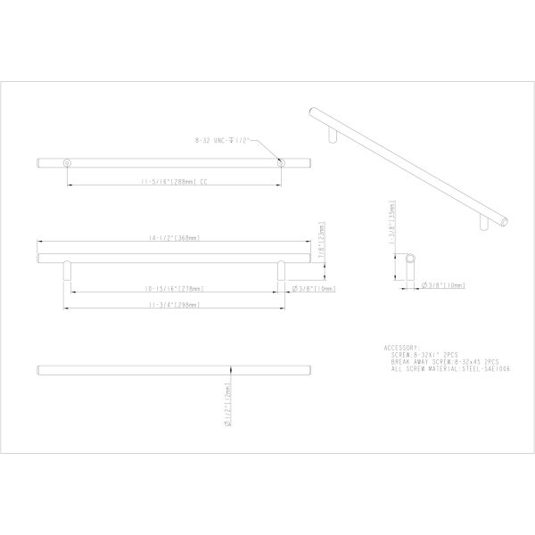 288 mm Center-to-Center Satin Bronze Naples Cabinet Bar Pull - Image 5
