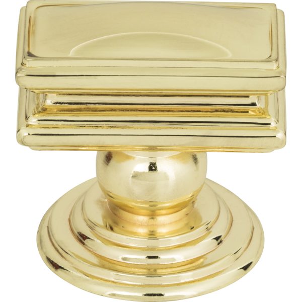 Campaign Rectangle Knob 1 1/2 Inch Polished Brass
