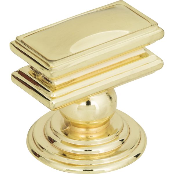 Campaign Rectangle Knob 1 1/2 Inch Polished Brass - Image 3