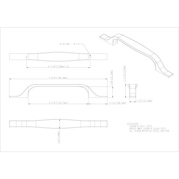 128 mm Center-to-Center Brushed Oil Rubbed Bronze Square Cosgrove Cabinet Pull - Image 5