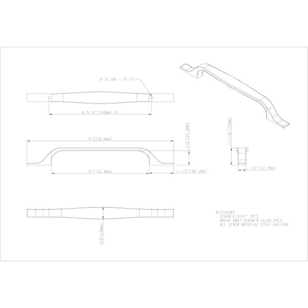 160 mm Center-to-Center Brushed Oil Rubbed Bronze Square Cosgrove Cabinet Pull - Image 5