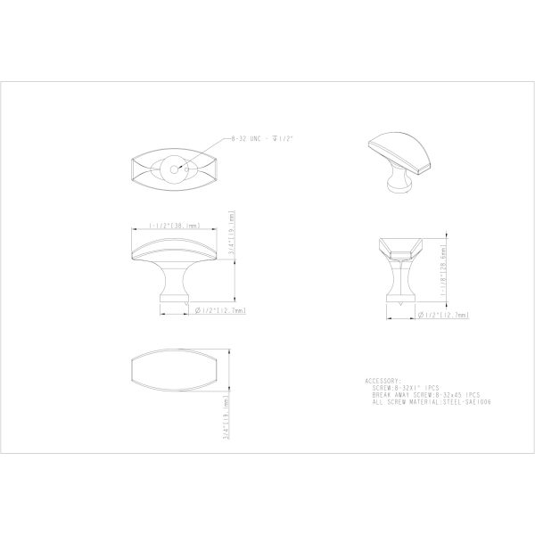 1-1/2" Overall Length Satin Nickel Cosgrove Cabinet "T" Knob - Image 4