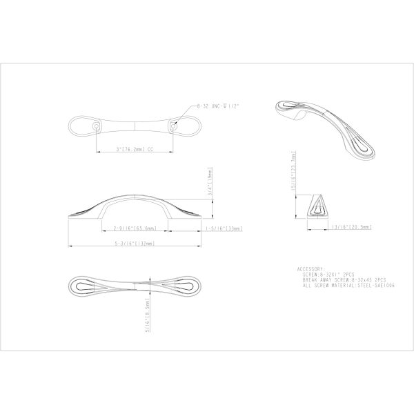 3" Center-to-Center Satin Nickel Westbury Cabinet Pull - Image 5
