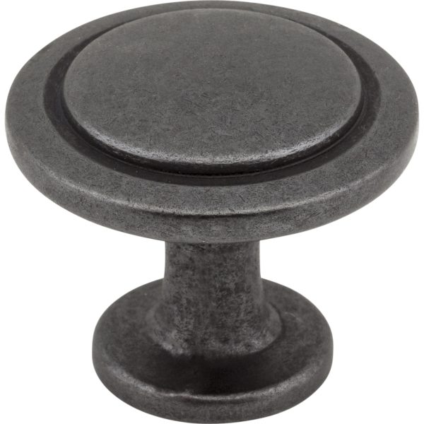 1-1/4" Diameter Gun Metal Round Button Gatsby Cabinet Knob