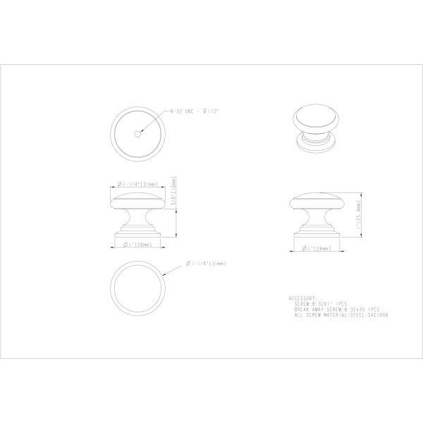 1-1/4" Diameter Polished Chrome Durham Cabinet Knob - Image 3