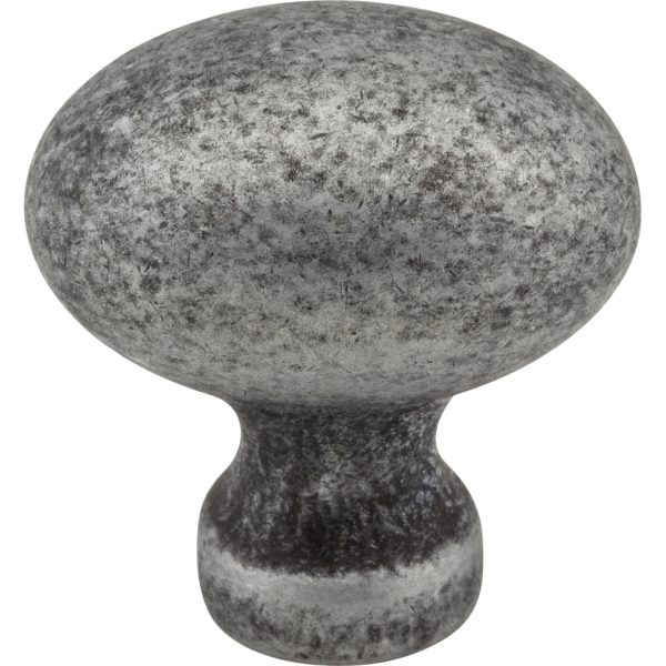 1-3/16" Overall Length Distressed Antique Silver Football Bordeaux Cabinet Knob - Image 3