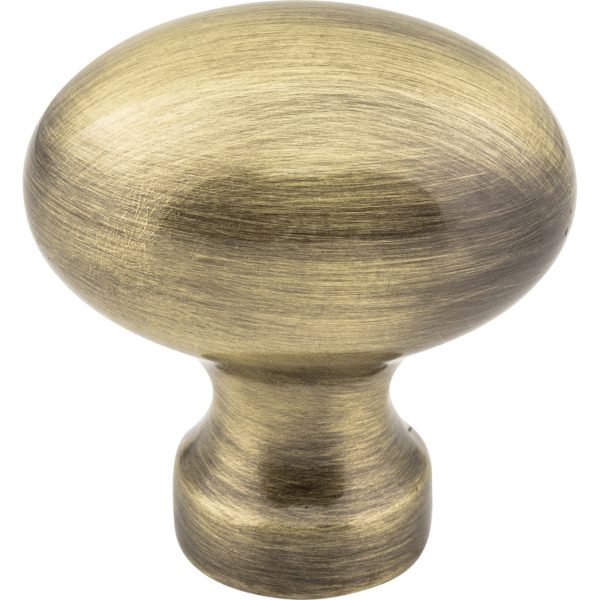 1-3/16" Overall Length Brushed Antique Brass Football Bordeaux Cabinet Knob - Image 3