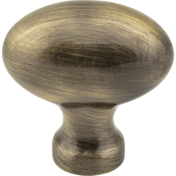 1-9/16" Overall Length Brushed Antique Brass Football Lyon Cabinet Knob - Image 3