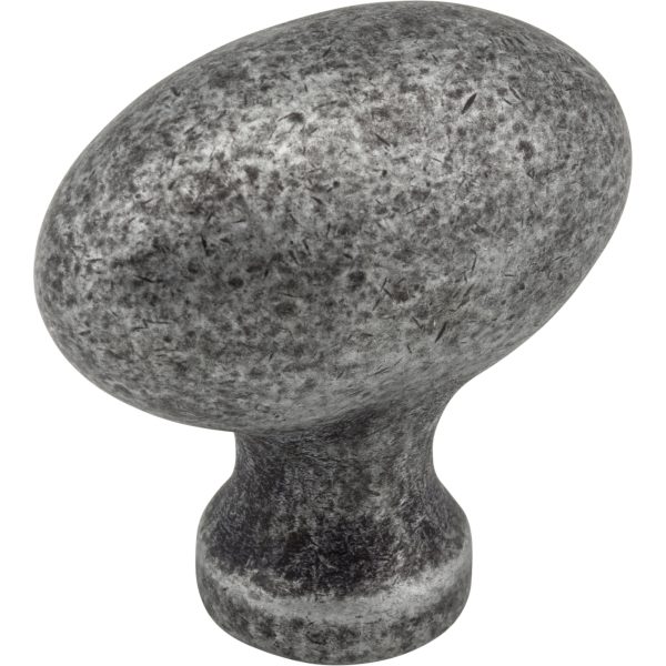 1-9/16" Overall Length Distressed Antique Silver Football Lyon Cabinet Knob