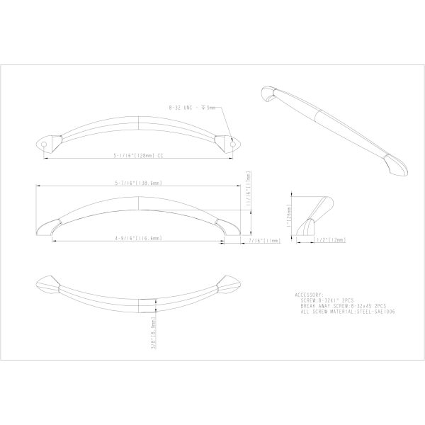 128 mm Center-to-Center Dull Nickel Capri Cabinet Pull - Image 4