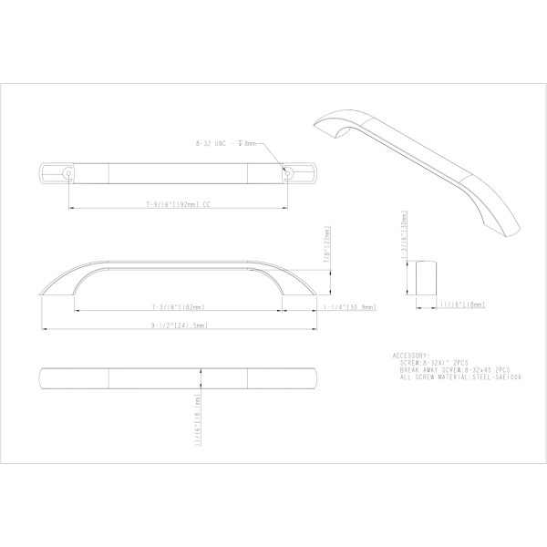192 mm Center-to-Center Brushed Pewter Square Sonoma Cabinet Pull - Image 4