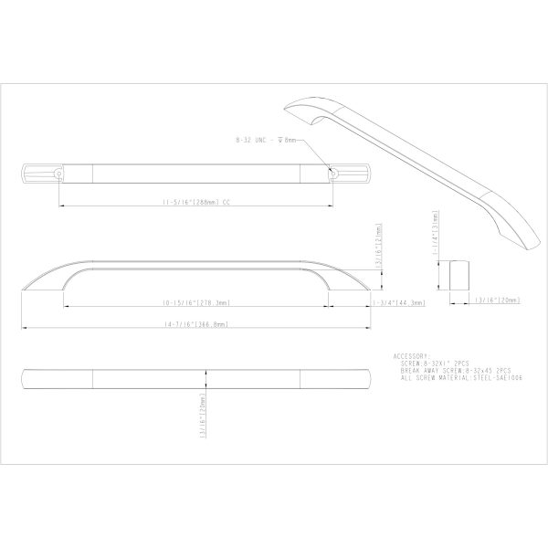 288 mm Center-to-Center Polished Chrome Square Sonoma Cabinet Pull - Image 4